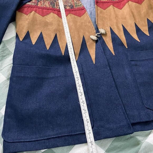 Judy Joannou Blazer Womens M Denim Handmade Tapestry Castlecore Medieval 80s - Picture 7 of 9